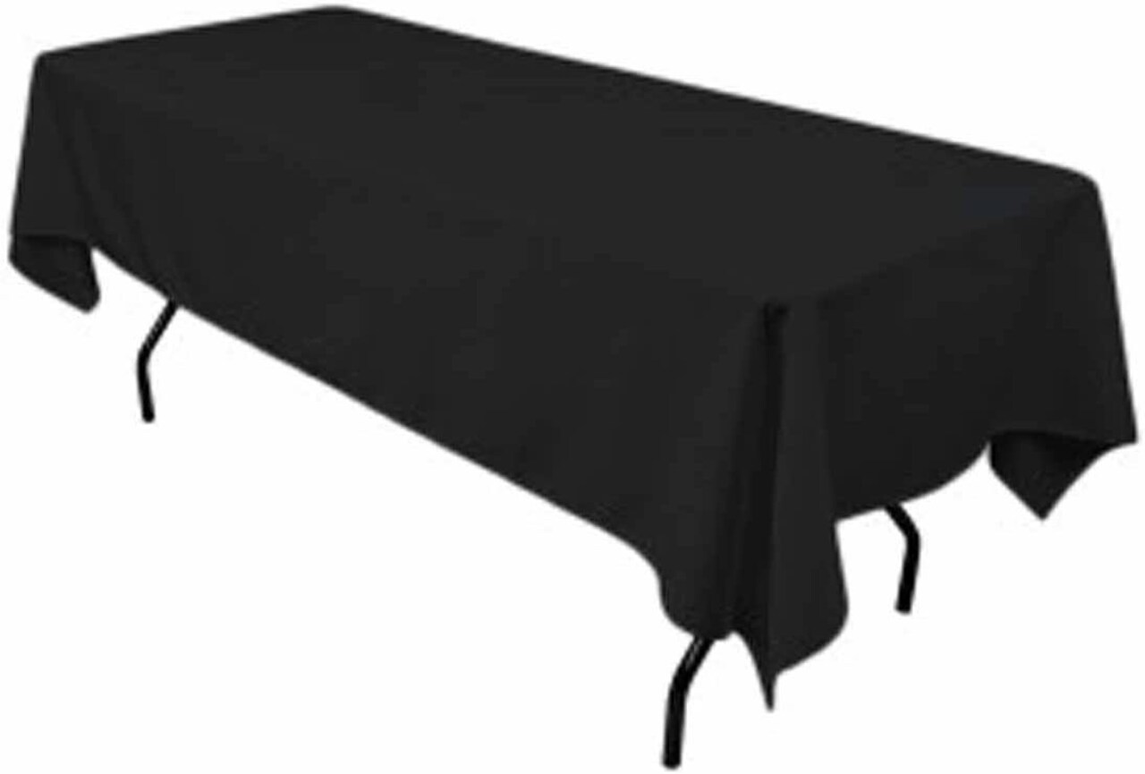 Black Rectangular Polyester Tablecloth 60×144 Inch for Weddings & Parties